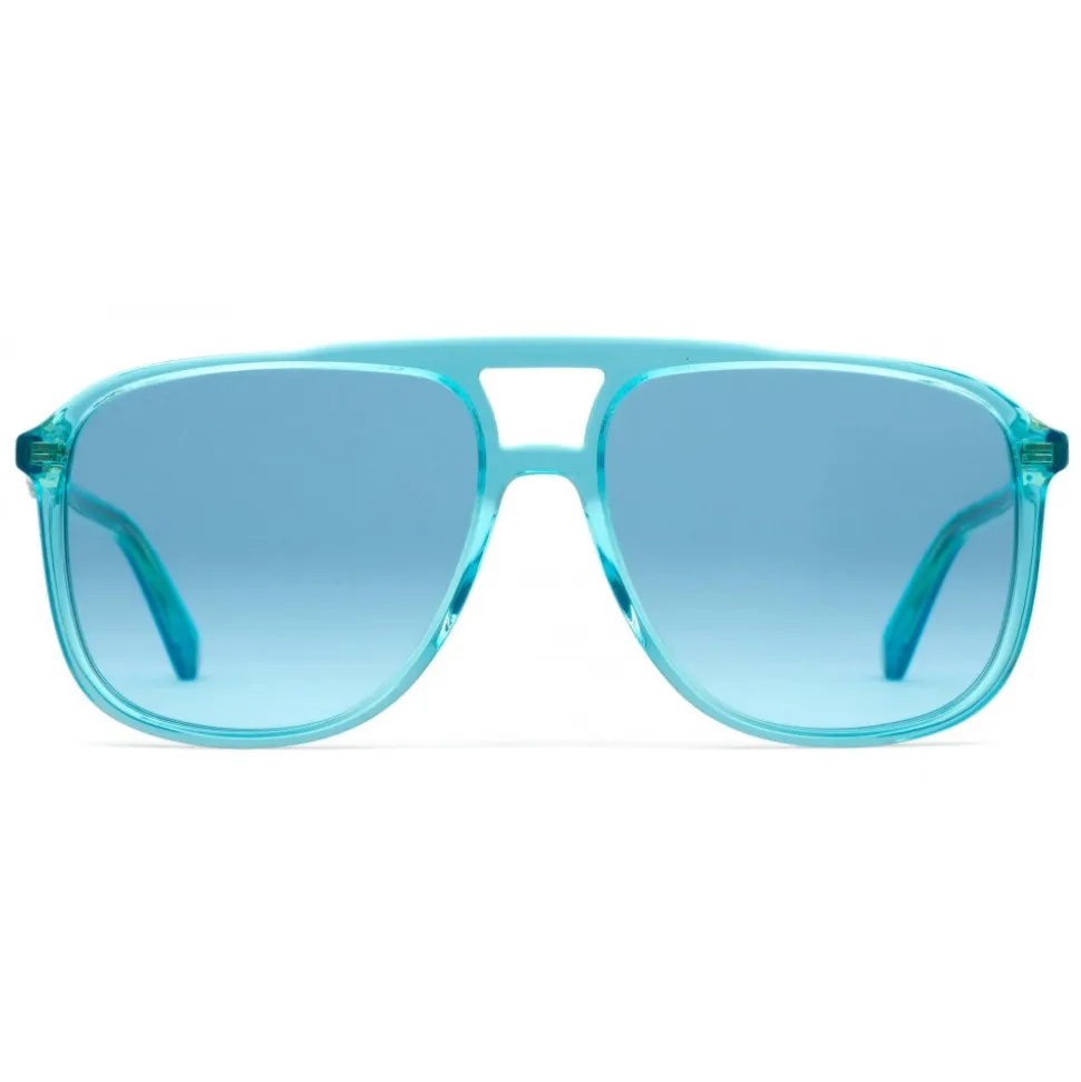 Gucci - Rectangular Acetate Sunglasses - Transparent Blue Acetate - Gucci Eyewear - Avvenice