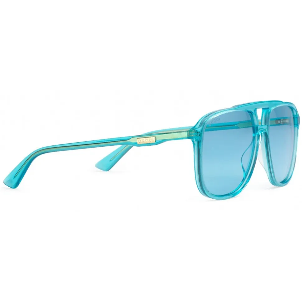 Gucci - Rectangular Acetate Sunglasses - Transparent Blue Acetate - Gucci Eyewear - Avvenice