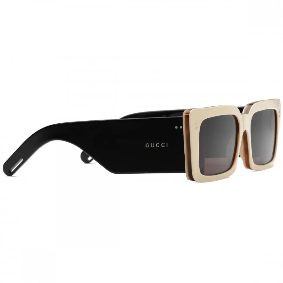 Gucci - Rectangular Acetate Sunglasses - White Horn Black - Gucci Eyewear - Avvenice