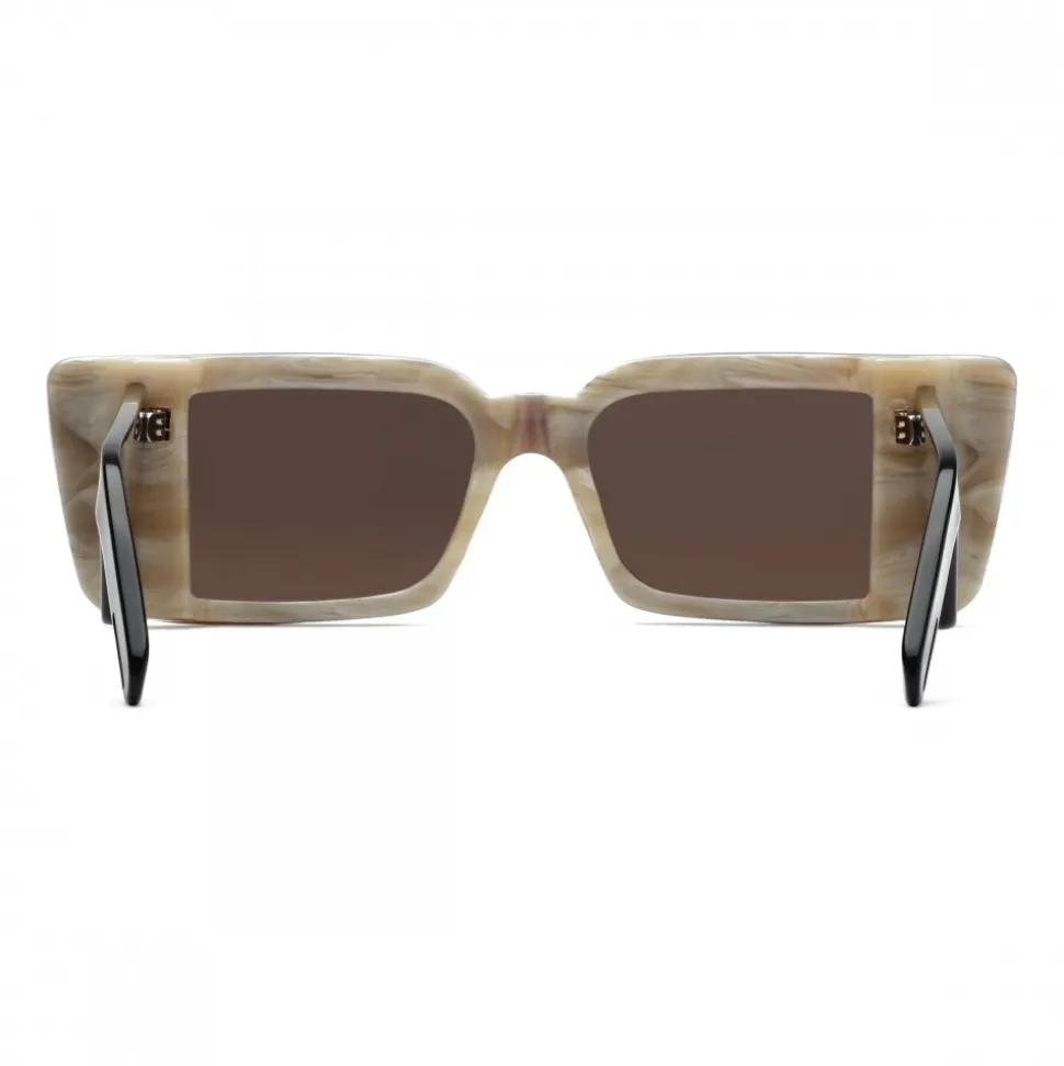 Gucci - Rectangular Acetate Sunglasses - White Horn Black - Gucci Eyewear - Avvenice