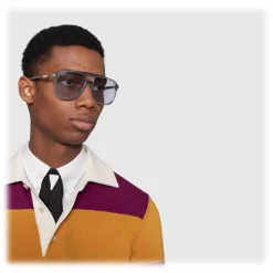 Gucci - Rectangular Acetate Sunglasses - Transparent Grey - Gucci Eyewear - Avvenice