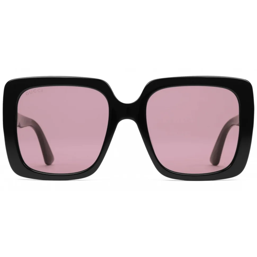 Gucci - Rectangular Acetate Sunglasses - Glossy Black Acetate - Gucci Eyewear - Avvenice