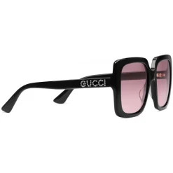 Gucci - Rectangular Acetate Sunglasses - Glossy Black Acetate - Gucci Eyewear - Avvenice