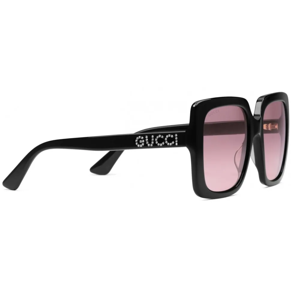 Gucci - Rectangular Acetate Sunglasses - Glossy Black Acetate - Gucci Eyewear - Avvenice