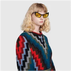 Gucci - Rectangular Acetate Sunglasses - Black Yellow - Gucci Eyewear - Avvenice