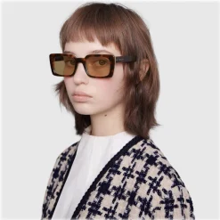 Gucci - Rectangular Acetate Sunglasses - Turtle - Gucci Eyewear - Avvenice