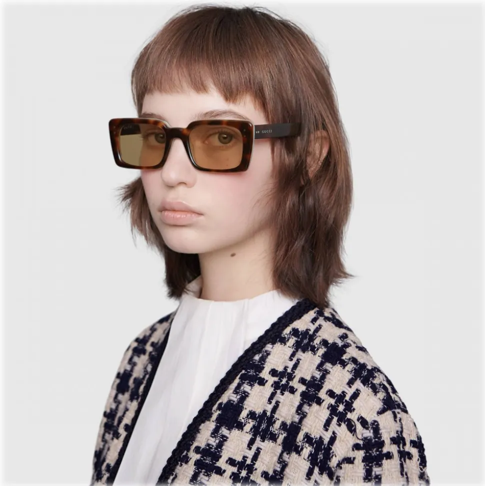 Gucci - Rectangular Acetate Sunglasses - Turtle - Gucci Eyewear - Avvenice