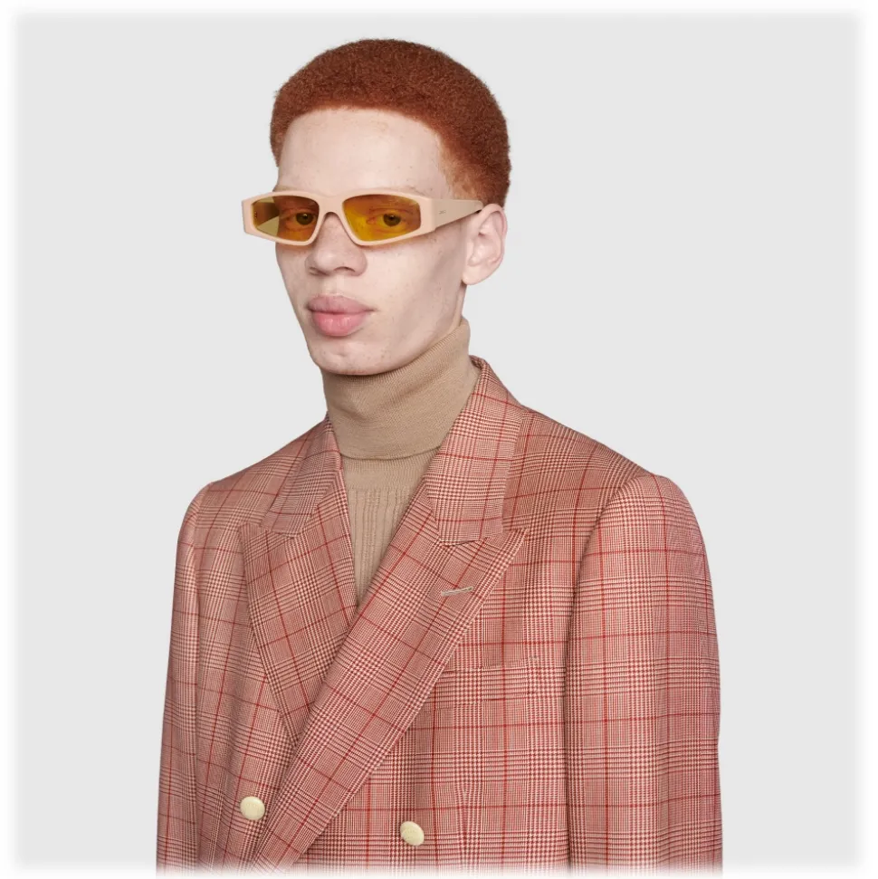 Gucci - Rectangular Acetate Sunglasses - Beige - Gucci Eyewear - Avvenice