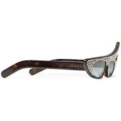 Gucci - Rectangular Angle Acetate Sunglasses with Crystals - Turtle - Gucci Eyewear - Avvenice
