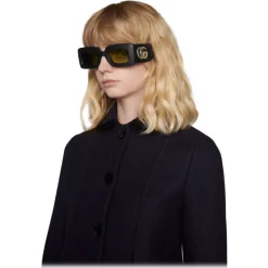 Gucci - Rectangular Frame Ayers Sunglasses - Black - Gucci Eyewear - Avvenice