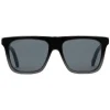 Gucci - Rectangular Frame Acetate Sunglasses - Black Acetate Grey Lens - Gucci Eyewear - Avvenice