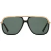 Gucci - Rectangular Metal Sunglasses - Black Metal Green Lenses - Gucci Eyewear - Avvenice