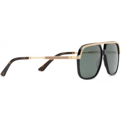 Gucci - Rectangular Metal Sunglasses - Black Metal Green Lenses - Gucci Eyewear - Avvenice