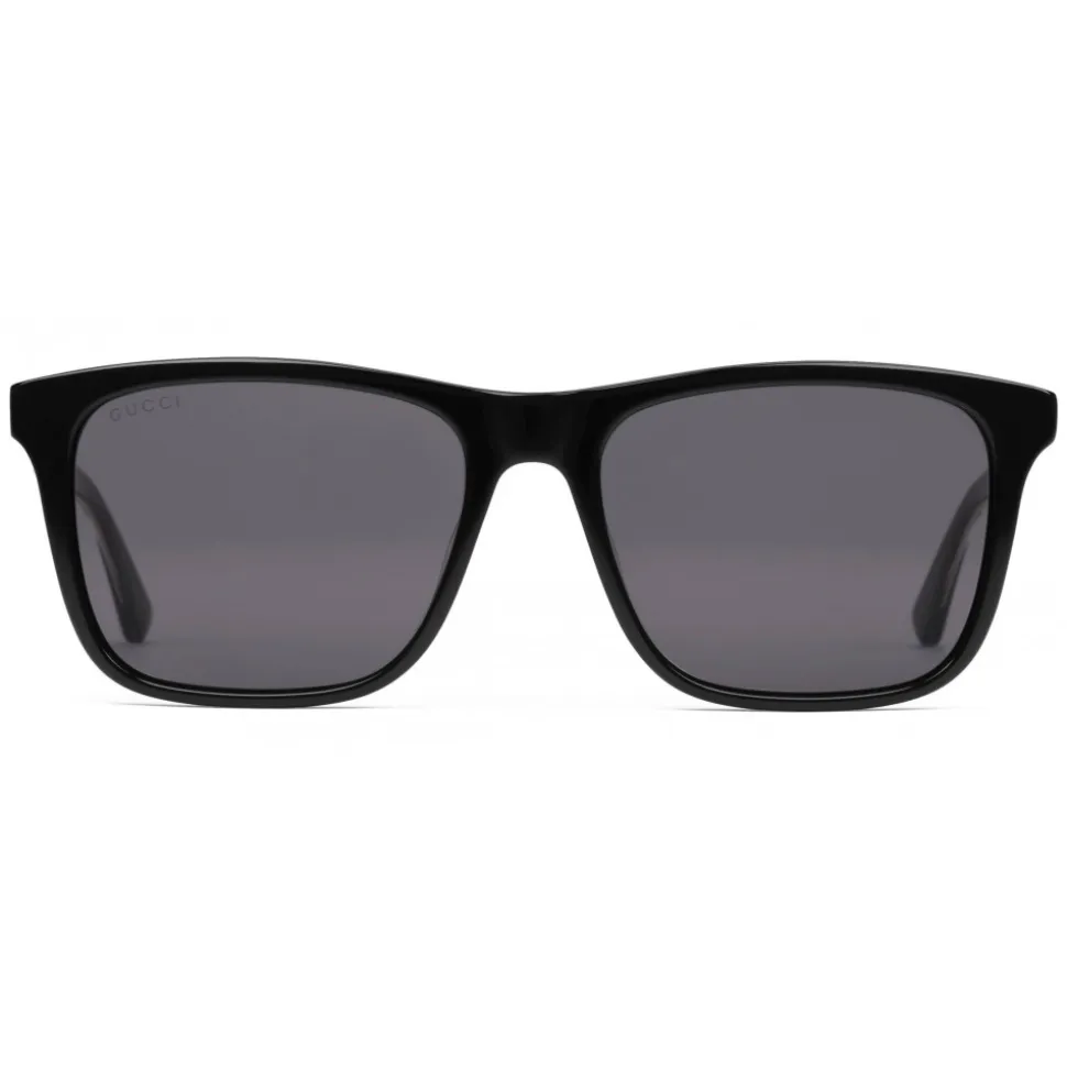 Gucci - Rectangular Metal Sunglasses - Polished Black Acetate - Gucci Eyewear - Avvenice
