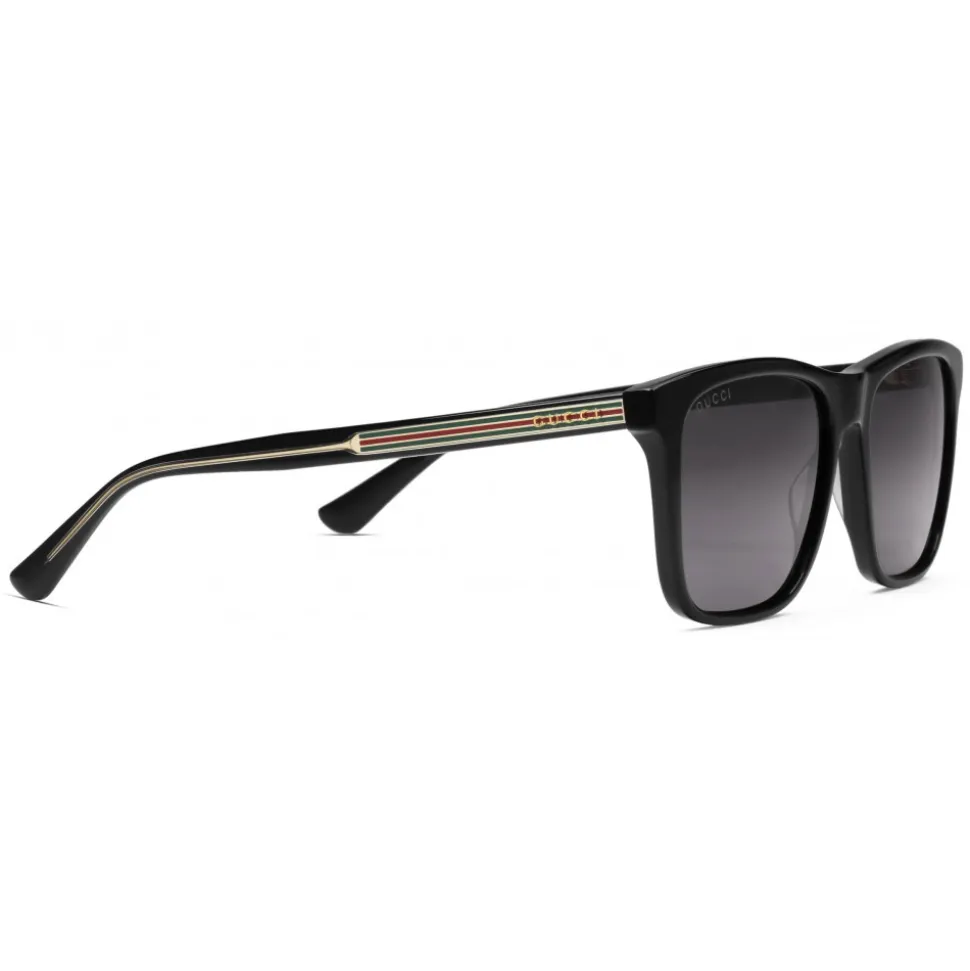 Gucci - Rectangular Metal Sunglasses - Polished Black Acetate - Gucci Eyewear - Avvenice