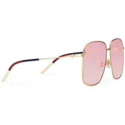 Gucci - Rectangular Metal Sunglasses - Shiny Gold - Gucci Eyewear - Avvenice