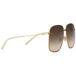Gucci - Rectangular Metal Sunglasses - Green and Red with Gold Color Detail - Gucci Eyewear - Avvenice