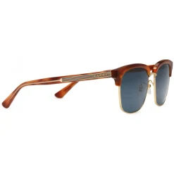 Gucci - Rectangular Metal Sunglasses - Shiny Gold and Turtle Acetate Color - Gucci Eyewear - Avvenice