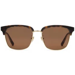 Gucci - Rectangular Metal Sunglasses - Shiny Gold and Dark Turtle Acetate - Gucci Eyewear - Avvenice