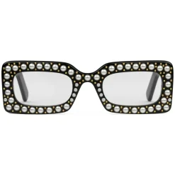 Gucci - Rectangular Sunglasses with Pearls - Black - Gucci Eyewear - Avvenice