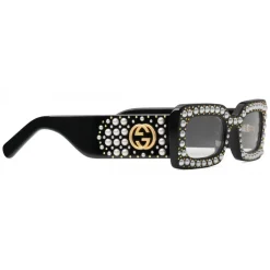 Gucci - Rectangular Sunglasses with Pearls - Black - Gucci Eyewear - Avvenice