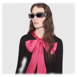 Gucci - Rectangular Sunglasses with Pearls - Black - Gucci Eyewear - Avvenice
