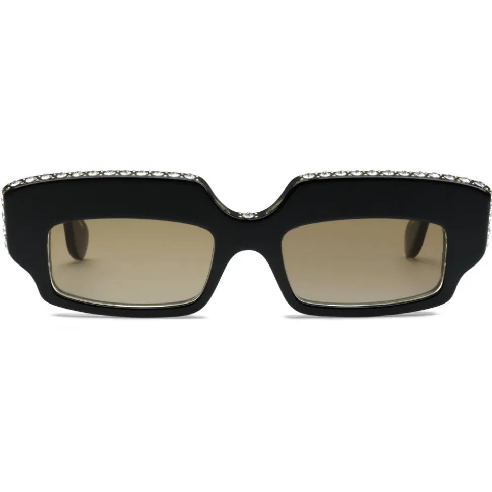 Gucci - Rectangular Sunglasses with Crystals - Black - Gucci Eyewear - Avvenice