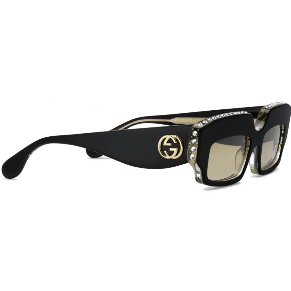 Gucci - Rectangular Sunglasses with Crystals - Black - Gucci Eyewear - Avvenice