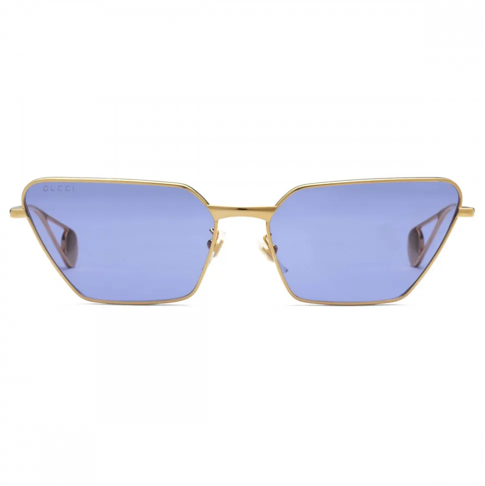 Gucci - Rectangular Sunglasses - Gold Blue - Gucci Eyewear - Avvenice