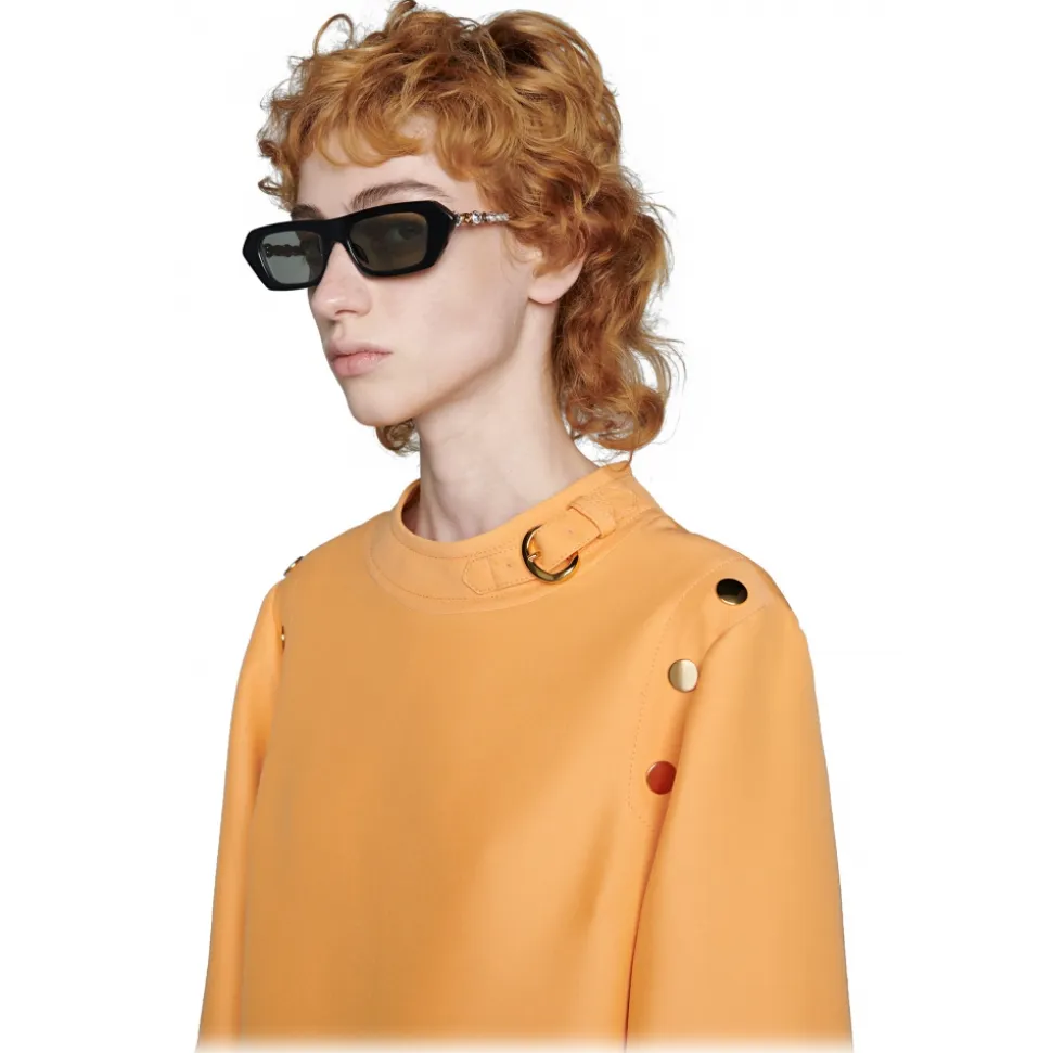 Gucci - Rectangular Sunglasses with Crystals - Black - Gucci Eyewear - Avvenice