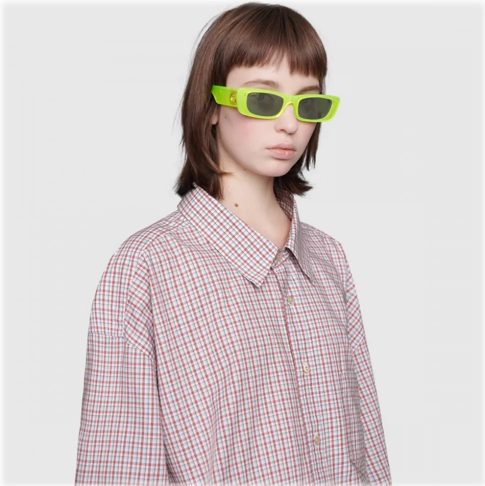 Gucci - Rectangular Sunglasses - Yellow Fluo - Gucci Eyewear - Avvenice
