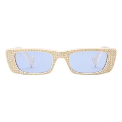 Gucci - Rectangular Sunglasses with Crystals - Ivory - Gucci Eyewear - Avvenice
