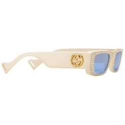 Gucci - Rectangular Sunglasses with Crystals - Ivory - Gucci Eyewear - Avvenice