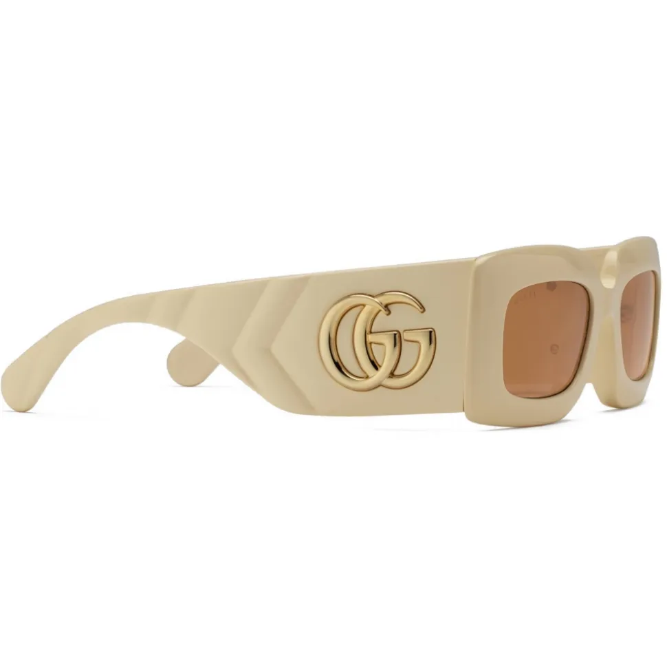 Gucci - Rectangular-Frame Sunglasses - Ivory - Gucci Eyewear - Avvenice