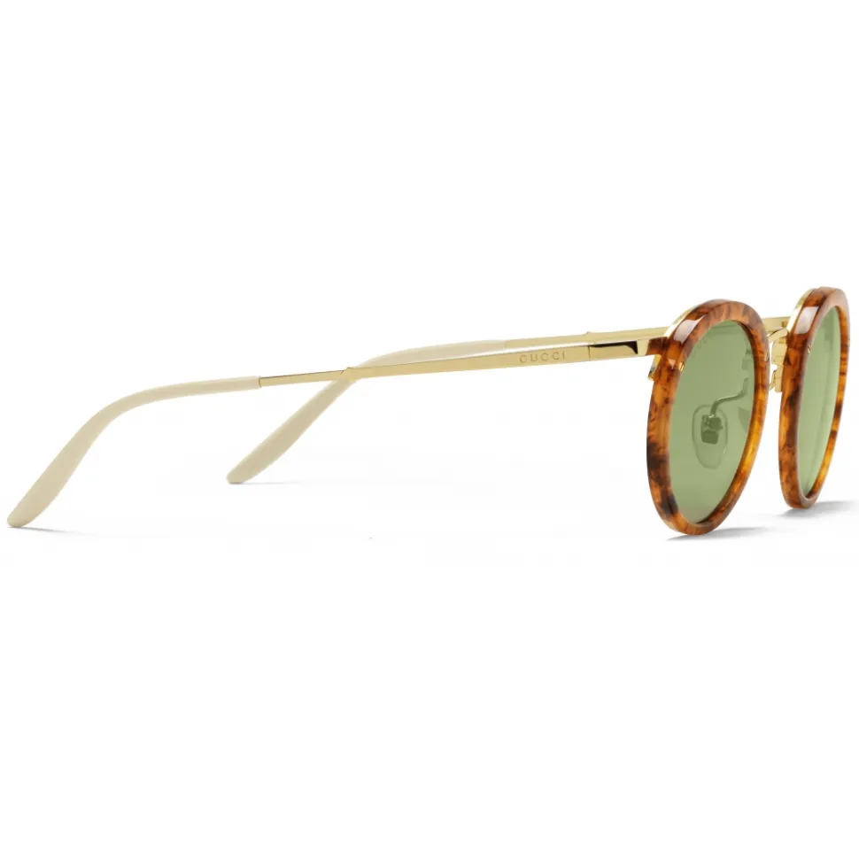 Gucci - Round Acetate and Metal Sunglasses - Tortoiseshell - Gucci Eyewear - Avvenice