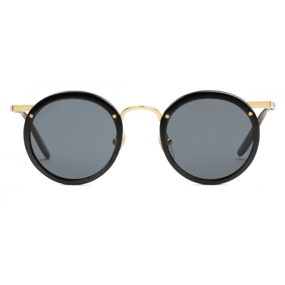 Gucci - Round Acetate and Metal Sunglasses - Black - Gucci Eyewear - Avvenice