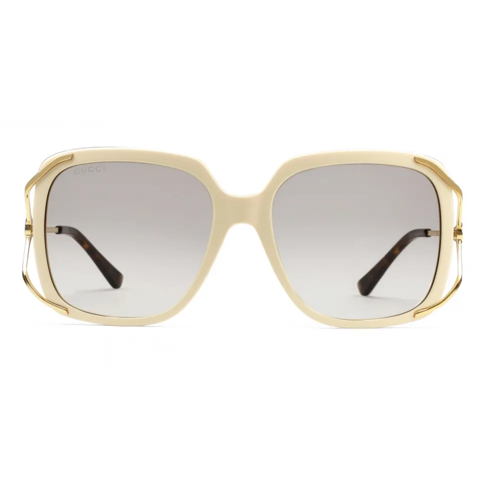 Gucci - Round Acetate and Metal Sunglasses - Ivory - Gucci Eyewear - Avvenice