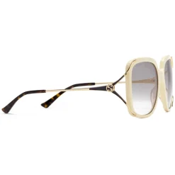 Gucci - Round Acetate and Metal Sunglasses - Ivory - Gucci Eyewear - Avvenice