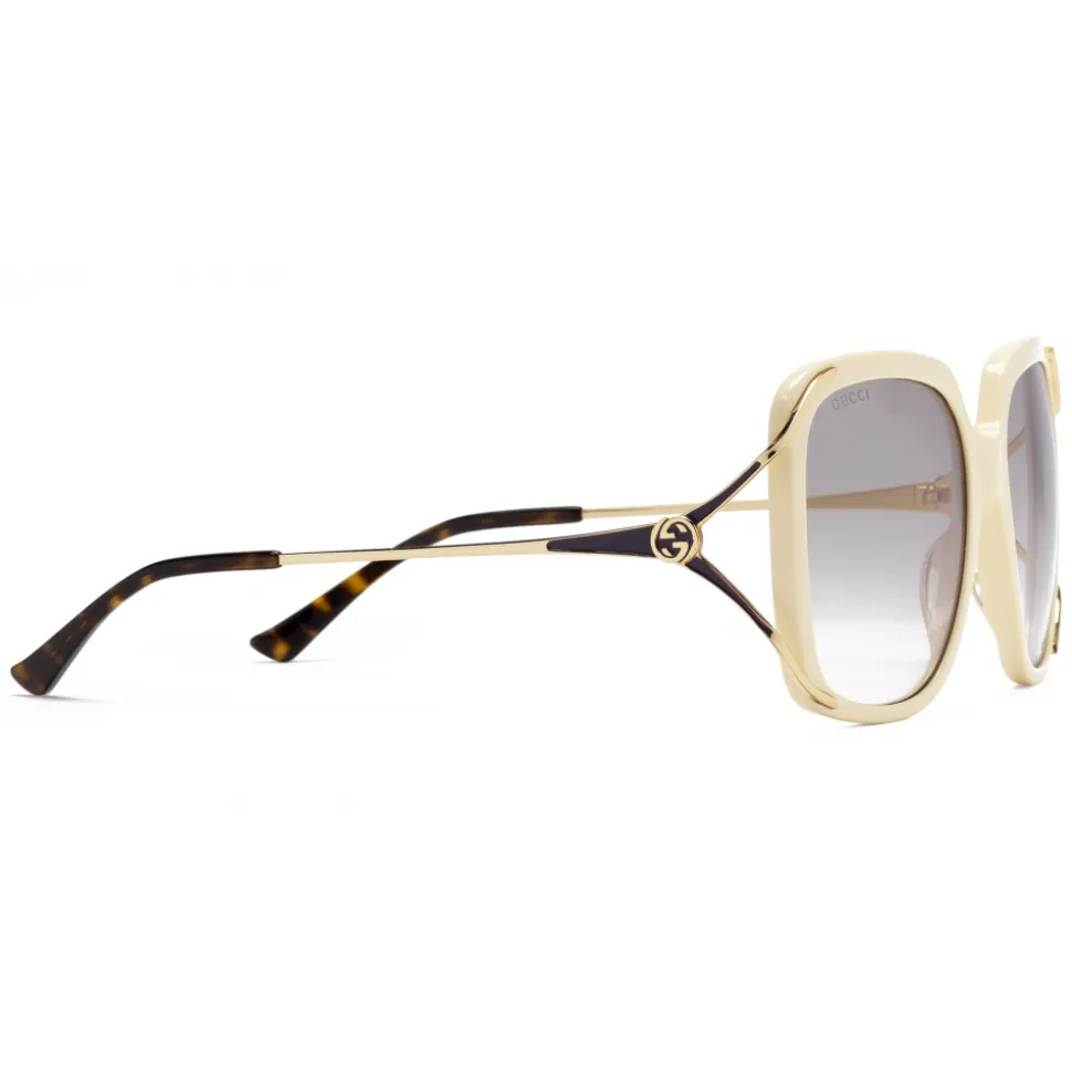 Gucci - Round Acetate and Metal Sunglasses - Ivory - Gucci Eyewear - Avvenice