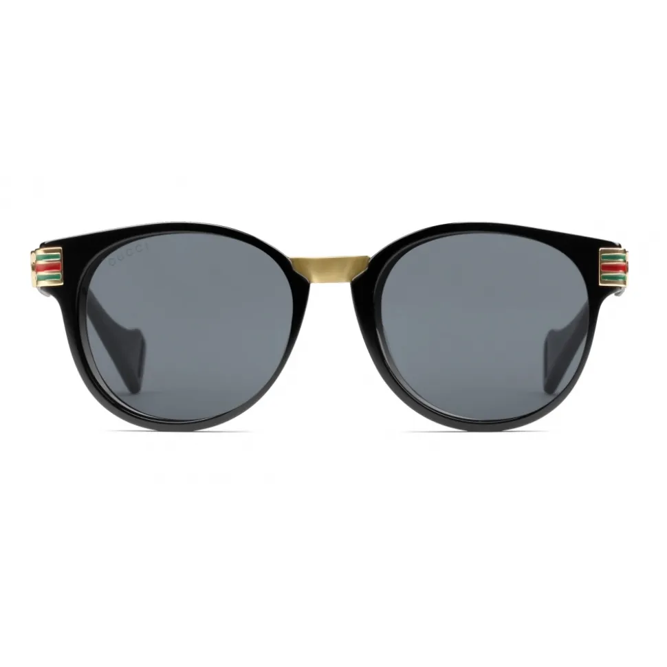 Gucci - Round Acetate and Metal Sunglasses - Black - Gucci Eyewear - Avvenice