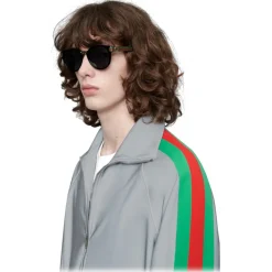 Gucci - Round Acetate and Metal Sunglasses - Black - Gucci Eyewear - Avvenice