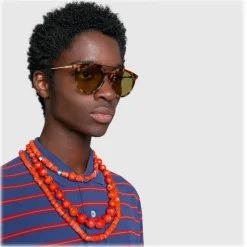 Gucci - Round Acetate Sunglasses - Turtle Acetate - Gucci Eyewear - Avvenice