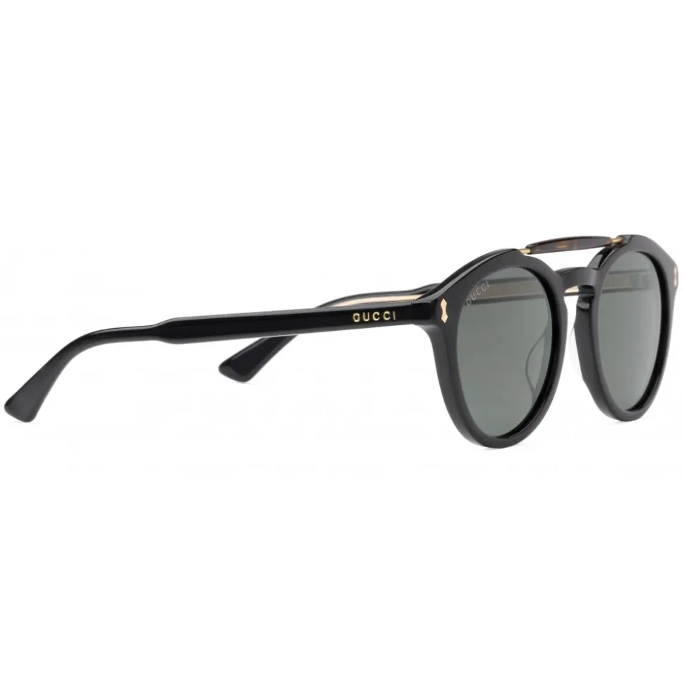 Gucci - Round Acetate Sunglasses - Black Acetate with Turtle Detail - Gucci Eyewear - Avvenice