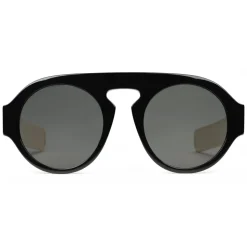 Gucci - Round Acetate Sunglasses - Black Acetate Grey Lenses - Gucci Eyewear - Avvenice