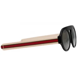 Gucci - Round Acetate Sunglasses - Black Acetate Grey Lenses - Gucci Eyewear - Avvenice