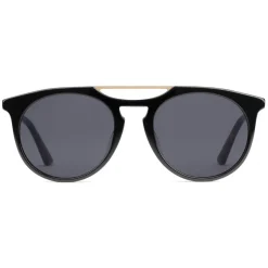 Gucci - Round Acetate Sunglasses - Black with Grey Lenses - Gucci Eyewear - Avvenice