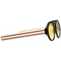 Gucci - Round Acetate Sunglasses - Black Acetate Yellow Lenses - Gucci Eyewear - Avvenice