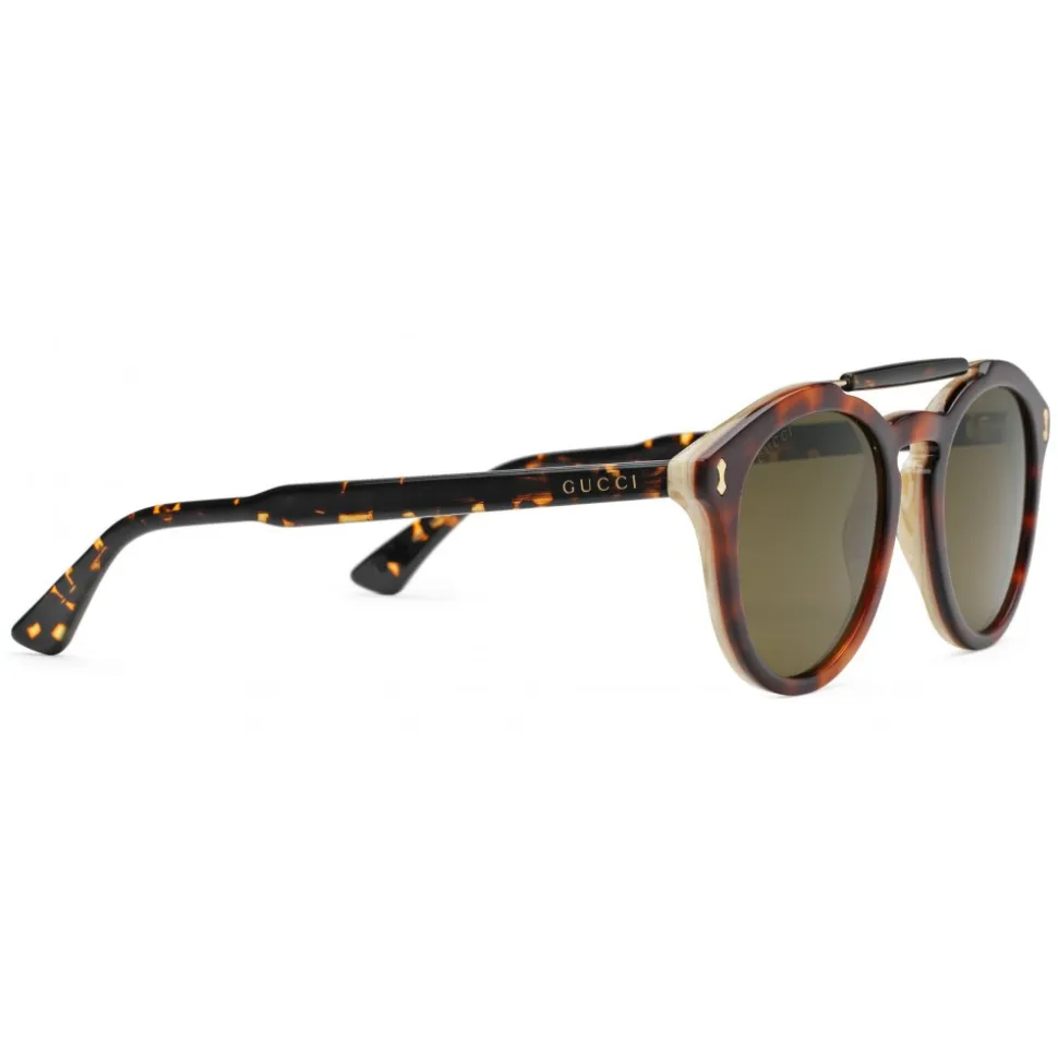 Gucci - Round Acetate Sunglasses - Turtle Acetate with Light Horn Detail - Gucci Eyewear - Avvenice