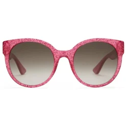 Gucci - Round Acetate Sunglasses - Fuchsia Glitter Acetate - Gucci Eyewear - Avvenice