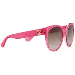 Gucci - Round Acetate Sunglasses - Fuchsia Glitter Acetate - Gucci Eyewear - Avvenice